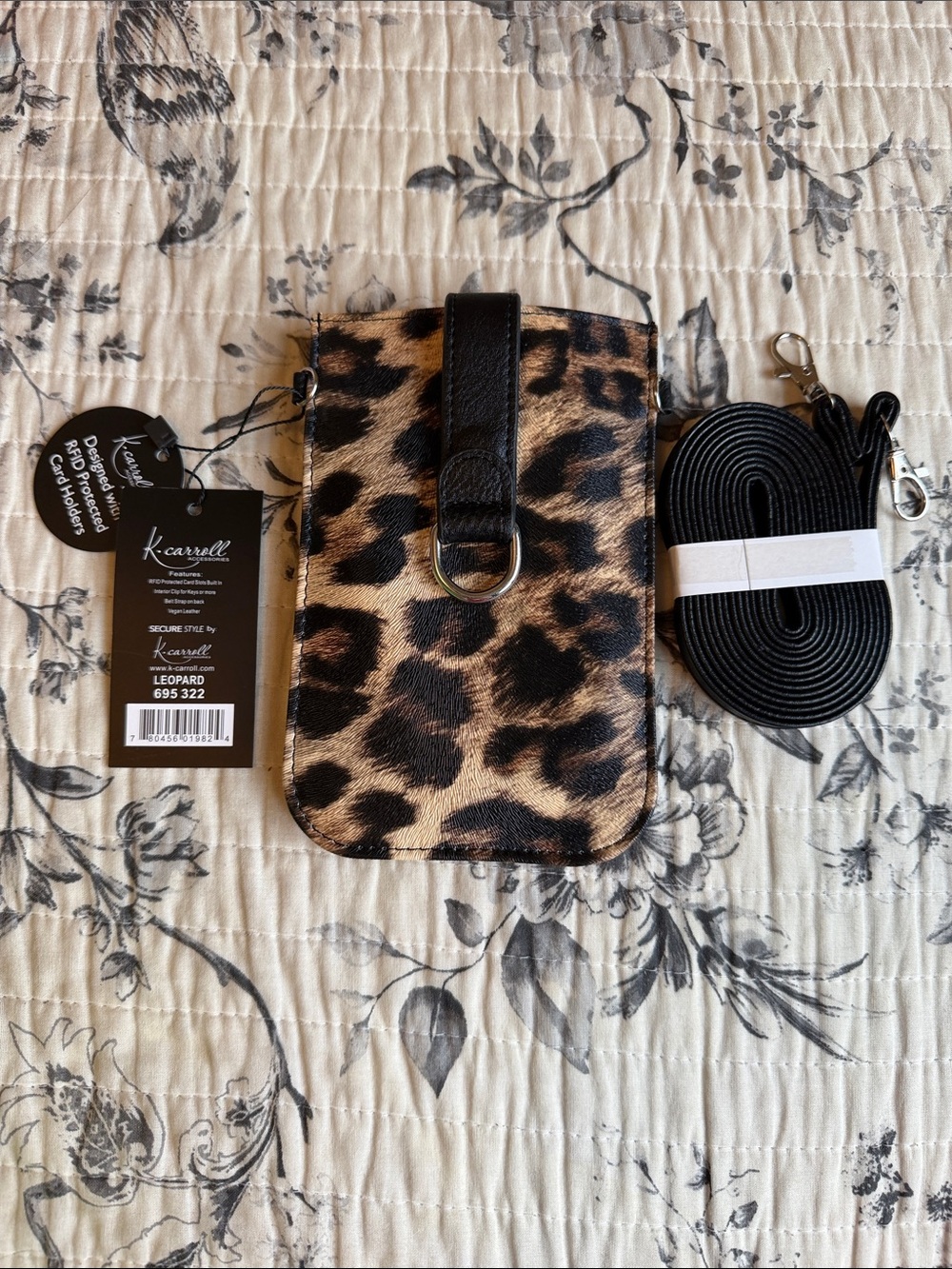 K. Caroll Accessories Leopard Print Crossbody Phone Pouch with Black Strap